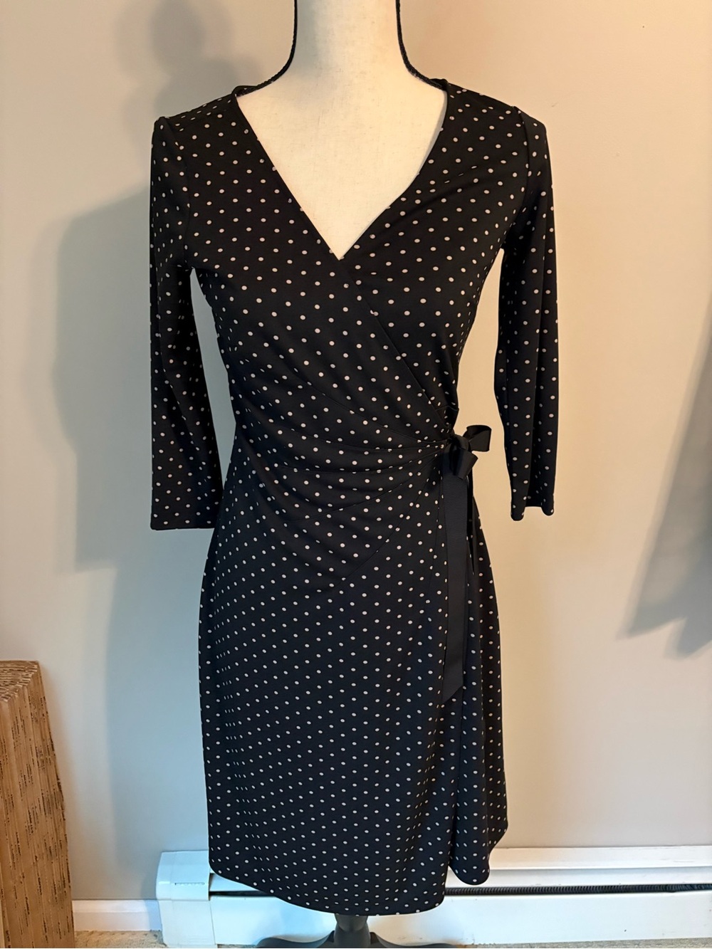 LOFT Black Polka Dot Wrap Dress | Women’s Sz 4P